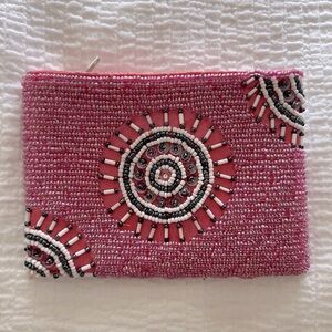 👛 Pink Beaded 👛 card holder/coin pouch